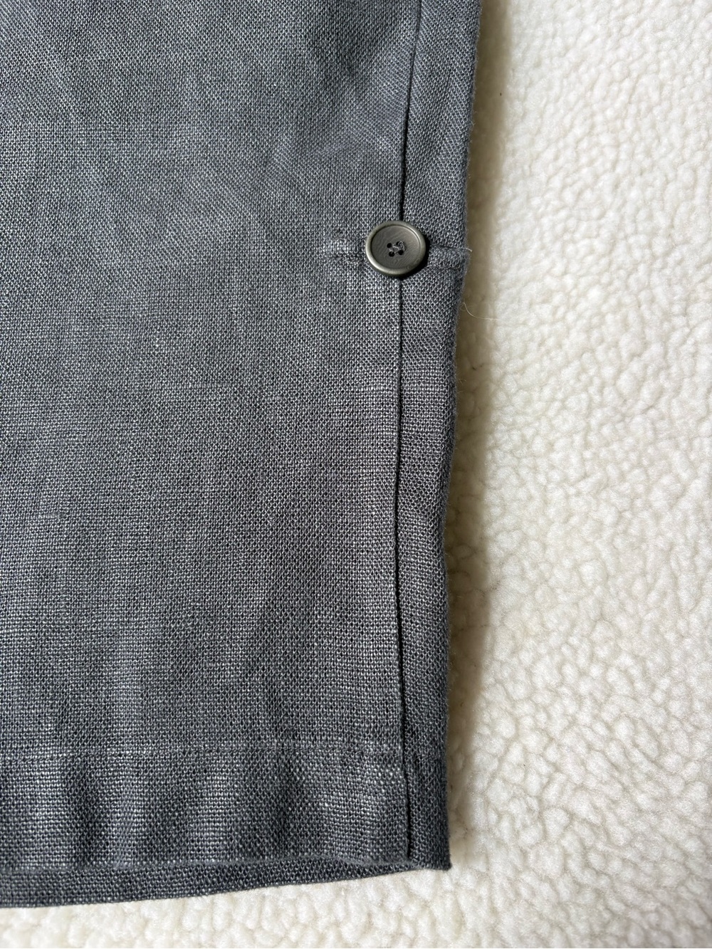 Eileen Fisher Charcoal Organic Linen Elastic Waist Shorts - Picture 5 of 5